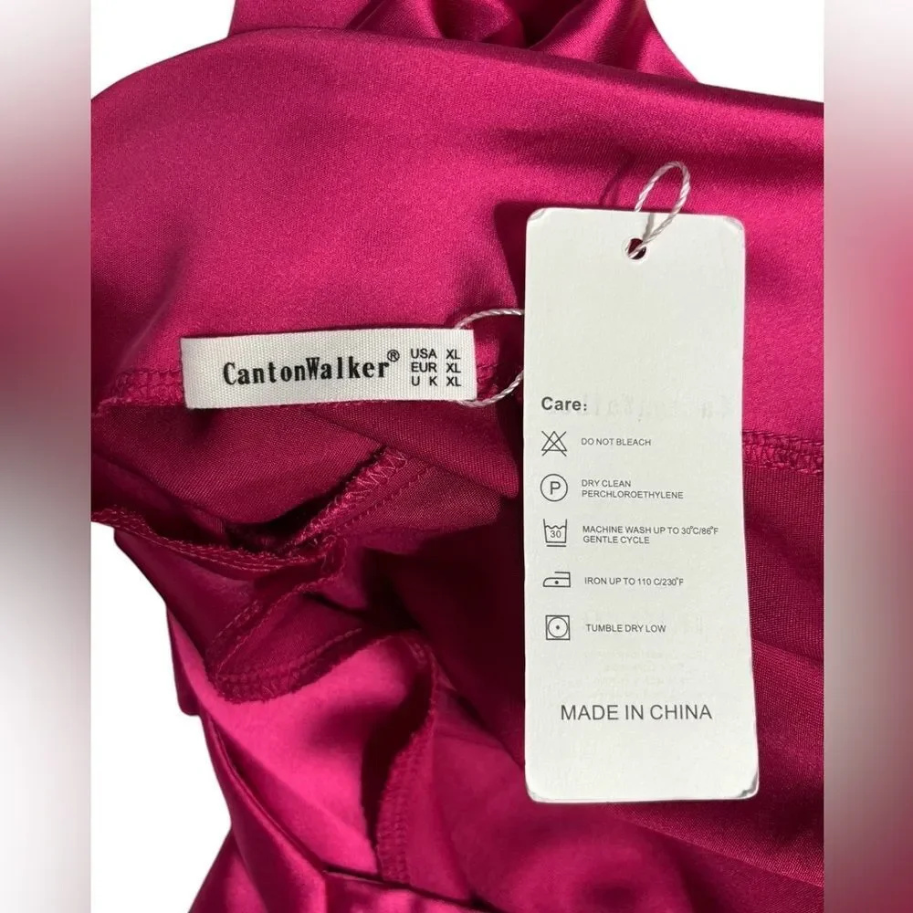 CantonWalker Cowl Neck Dress With Open Back - Fuchsia Size XL NWT 2 0420 - Picture 9 of 11